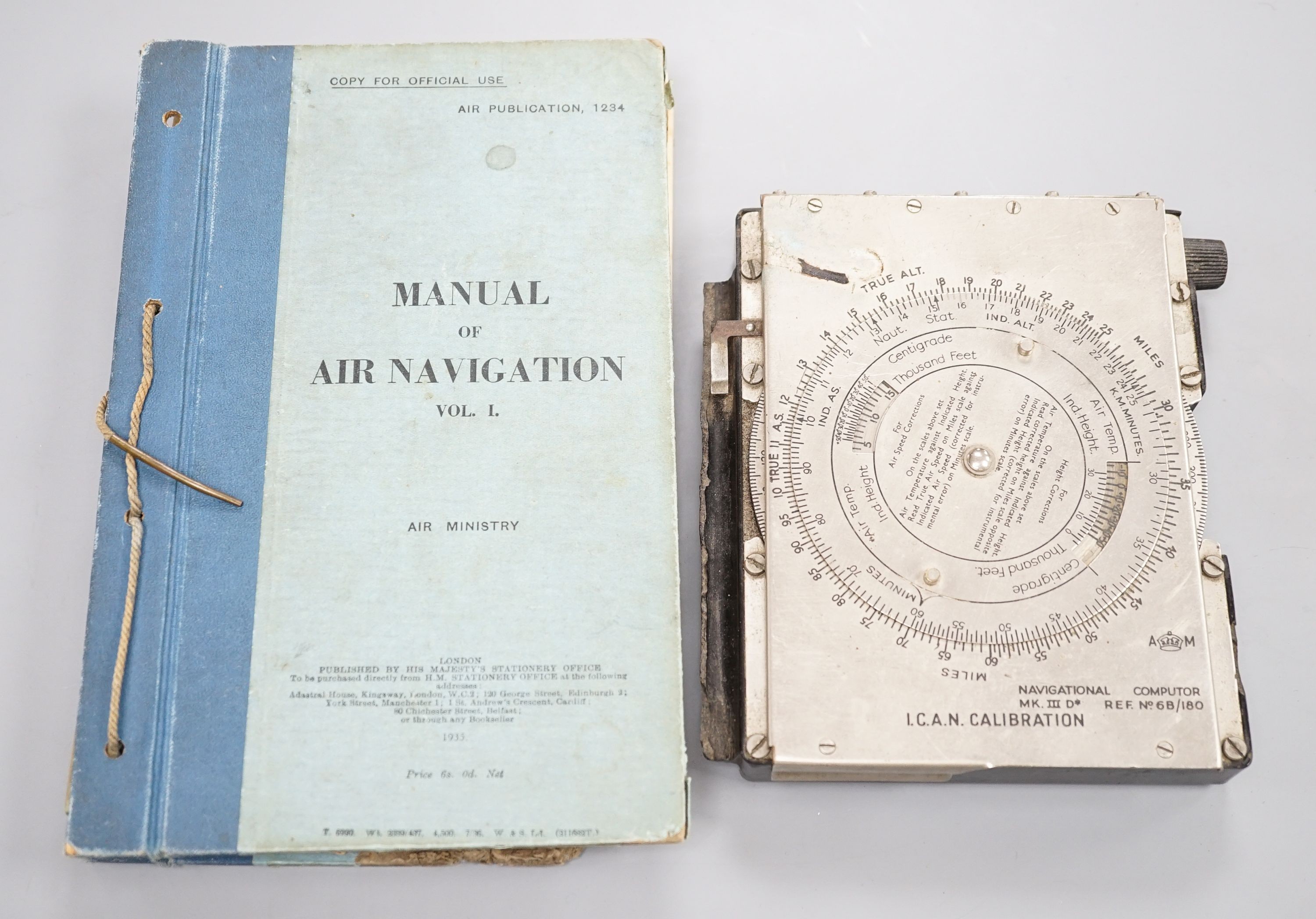 Squadron leader Richard Alvin Ackworth DFC 112 squadron HMS Argus, navigational computor and air ministry manual of navigation vol 1, 1